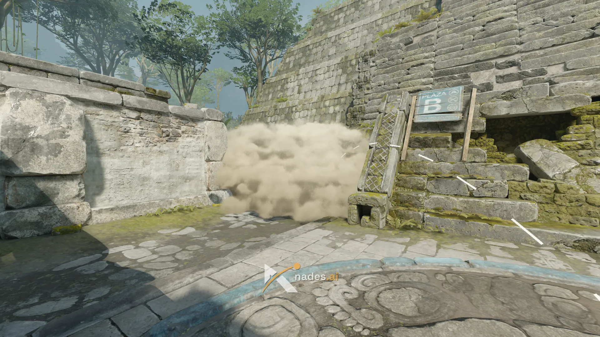 Ancient: smoke na B Long z T Spawn (Running jumpthrow) — kam dopadne