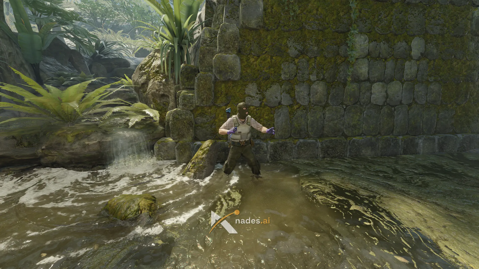Ancient: smoke na B Long z T Spawn (Running jumpthrow) — kde stát