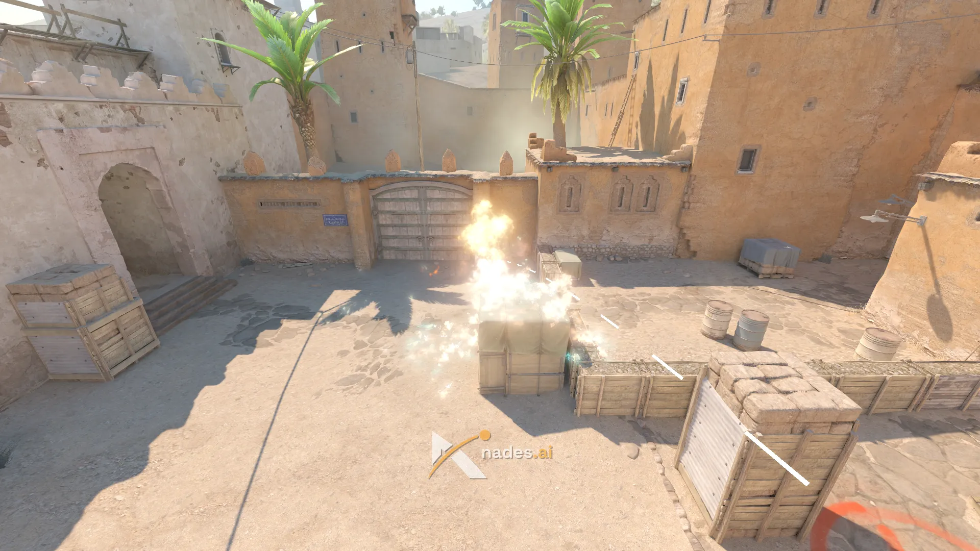 Dust 2: molotov na Big Box z Mid B — gdzie ląduje